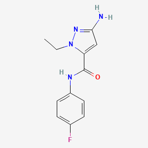 molecular formula C12H13FN4O B2928799 3-amino-1-ethyl-N-(4-fluorophenyl)-1H-pyrazole-5-carboxamide CAS No. 1856046-54-2