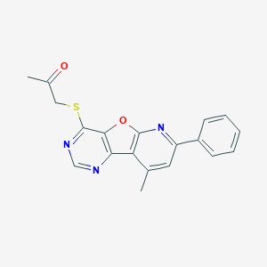 molecular formula C19H15N3O2S B292880 1-[(9-Methyl-7-phenylpyrido[3',2':4,5]furo[3,2-d]pyrimidin-4-yl)thio]acetone 