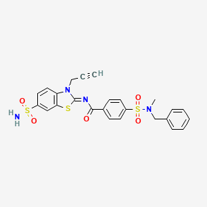 molecular formula C25H22N4O5S3 B2928815 4-[苄基(甲基)磺酰胺基]-N-(3-丙-2-炔基-6-磺酰胺基-1,3-苯并噻唑-2-亚甲基)苯甲酰胺 CAS No. 865182-64-5