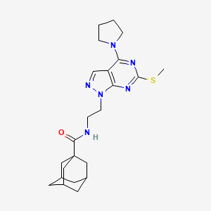 molecular formula C23H32N6OS B2928816 (3r,5r,7r)-N-(2-(6-(methylthio)-4-(pyrrolidin-1-yl)-1H-pyrazolo[3,4-d]pyrimidin-1-yl)ethyl)adamantane-1-carboxamide CAS No. 946364-52-9