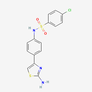 molecular formula C15H12ClN3O2S2 B2928828 N-[4-(2-amino-1,3-thiazol-4-yl)phenyl]-4-chlorobenzene-1-sulfonamide CAS No. 438030-35-4