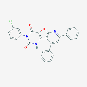 molecular formula C27H16ClN3O3 B292883 5-(3-Chlorophenyl)-11,13-diphenyl-8-oxa-3,5,10-triazatricyclo[7.4.0.02,7]trideca-1(9),2(7),10,12-tetraene-4,6-dione 