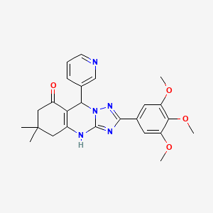 molecular formula C25H27N5O4 B2928856 6,6-dimethyl-9-(pyridin-3-yl)-2-(3,4,5-trimethoxyphenyl)-5,6,7,9-tetrahydro-[1,2,4]triazolo[5,1-b]quinazolin-8(4H)-one CAS No. 540481-33-2