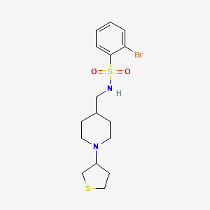 molecular formula C16H23BrN2O2S2 B2928875 2-溴-N-((1-(四氢噻吩-3-基)哌啶-4-基)甲基)苯磺酰胺 CAS No. 2034583-66-7