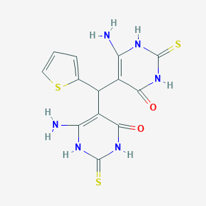 molecular formula C13H12N6O2S3 B292890 6-amino-5-[(6-amino-4-oxo-2-thioxo-1,2,3,4-tetrahydropyrimidin-5-yl)(thien-2-yl)methyl]-2-thioxo-2,3-dihydropyrimidin-4(1H)-one 