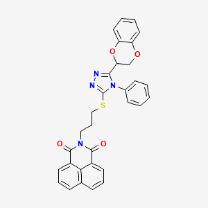 2-(3-((5-(2,3-dihydrobenzo[b][1,4]dioxin-2-yl)-4-phenyl-4H-1,2,4-triazol-3-yl)thio)propyl)-1H-benzo[de]isoquinoline-1,3(2H)-dione