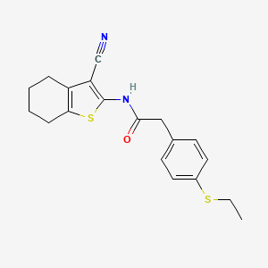 molecular formula C19H20N2OS2 B2928907 N-(3-cyano-4,5,6,7-tetrahydrobenzo[b]thiophen-2-yl)-2-(4-(ethylthio)phenyl)acetamide CAS No. 941883-27-8