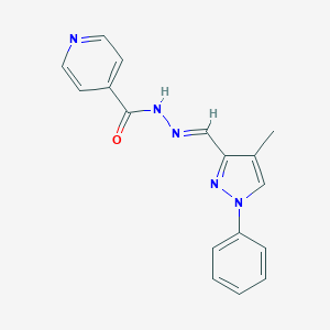 molecular formula C17H15N5O B292892 N'-[(4-methyl-1-phenyl-1H-pyrazol-3-yl)methylene]isonicotinohydrazide 