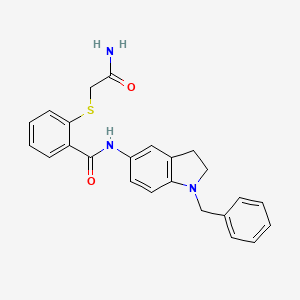 molecular formula C24H23N3O2S B2928928 2-(2-氨基-2-氧代乙基)硫代-N-(1-苄基-2,3-二氢吲哚-5-基)苯甲酰胺 CAS No. 2413899-43-9
