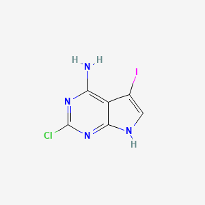 molecular formula C6H4ClIN4 B2928944 2-chloro-5-iodo-7H-pyrrolo[2,3-d]pyrimidin-4-amine CAS No. 2177263-90-8