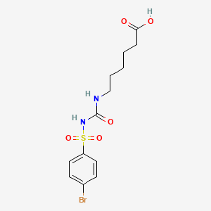 molecular formula C13H17BrN2O5S B2928945 6-(3-((4-溴苯基)磺酰基)脲基)己酸 CAS No. 2044702-76-1