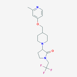 molecular formula C18H24F3N3O2 B2928973 3-[4-[(2-Methylpyridin-4-yl)oxymethyl]piperidin-1-yl]-1-(2,2,2-trifluoroethyl)pyrrolidin-2-one CAS No. 2379948-77-1