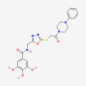 B2928979 3,4,5-trimethoxy-N-[[5-[2-oxo-2-(4-phenylpiperazin-1-yl)ethyl]sulfanyl-1,3,4-oxadiazol-2-yl]methyl]benzamide CAS No. 851783-98-7
