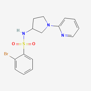 molecular formula C15H16BrN3O2S B2928985 2-bromo-N-(1-(pyridin-2-yl)pyrrolidin-3-yl)benzenesulfonamide CAS No. 1798665-33-4