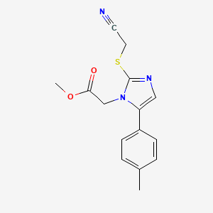molecular formula C15H15N3O2S B2928987 2-(2-((氰基甲基)硫代)-5-(对甲苯基)-1H-咪唑-1-基)乙酸甲酯 CAS No. 1207005-67-1