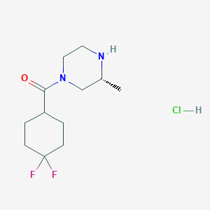 molecular formula C12H21ClF2N2O B2928996 (3R)-1-(4,4-二氟环己烷甲酰基)-3-甲基哌嗪盐酸盐 CAS No. 1824910-32-8