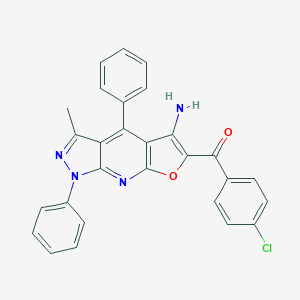 molecular formula C28H19ClN4O2 B292900 (5-amino-3-methyl-1,4-diphenyl-1H-furo[2,3-b]pyrazolo[4,3-e]pyridin-6-yl)(4-chlorophenyl)methanone 