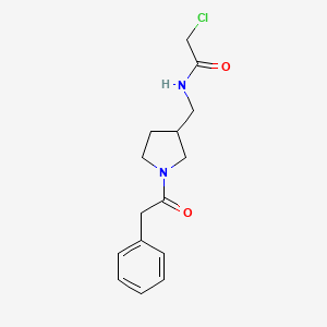 molecular formula C15H19ClN2O2 B2929002 2-Chloro-N-[[1-(2-phenylacetyl)pyrrolidin-3-yl]methyl]acetamide CAS No. 2411269-09-3