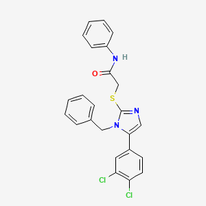 molecular formula C24H19Cl2N3OS B2929008 2-((1-benzyl-5-(3,4-dichlorophenyl)-1H-imidazol-2-yl)thio)-N-phenylacetamide CAS No. 1206989-48-1