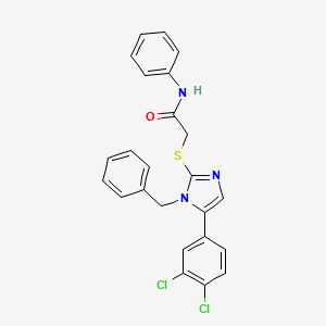 molecular formula C24H19Cl2N3OS B2929008 2-((1-苄基-5-(3,4-二氯苯基)-1H-咪唑-2-基)硫代)-N-苯基乙酰胺 CAS No. 1206989-48-1