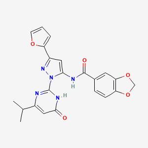 N-(3-(furan-2-yl)-1-(4-isopropyl-6-oxo-1,6-dihydropyrimidin-2-yl)-1H-pyrazol-5-yl)benzo[d][1,3]dioxole-5-carboxamide