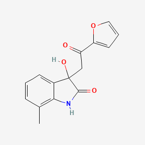 molecular formula C15H13NO4 B2929015 3-[2-(furan-2-yl)-2-oxoethyl]-3-hydroxy-7-methyl-1,3-dihydro-2H-indol-2-one CAS No. 439093-34-2