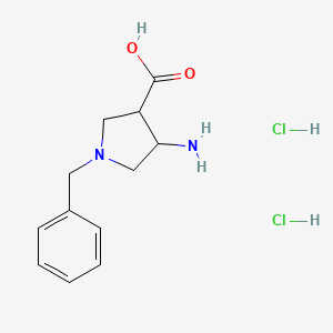 molecular formula C12H18Cl2N2O2 B2929019 4-氨基-1-苄基吡咯烷-3-羧酸二盐酸盐 CAS No. 474317-65-2