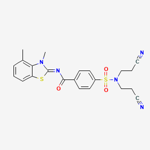 (E)-4-(N,N-bis(2-cyanoethyl)sulfamoyl)-N-(3,4-dimethylbenzo[d]thiazol-2(3H)-ylidene)benzamide