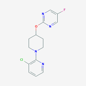 molecular formula C14H14ClFN4O B2929033 2-[1-(3-Chloropyridin-2-yl)piperidin-4-yl]oxy-5-fluoropyrimidine CAS No. 2380145-70-8