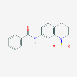 molecular formula C18H20N2O3S B2929042 2-methyl-N-(1-methylsulfonyl-3,4-dihydro-2H-quinolin-7-yl)benzamide CAS No. 946350-19-2