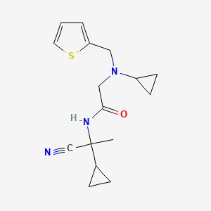 molecular formula C16H21N3OS B2929051 N-(1-cyano-1-cyclopropylethyl)-2-{cyclopropyl[(thiophen-2-yl)methyl]amino}acetamide CAS No. 1223030-57-6