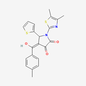 molecular formula C21H18N2O3S2 B2929052 1-(4,5-dimethylthiazol-2-yl)-3-hydroxy-4-(4-methylbenzoyl)-5-(thiophen-2-yl)-1H-pyrrol-2(5H)-one CAS No. 578005-85-3
