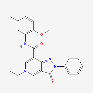molecular formula C23H22N4O3 B2929053 5-ethyl-N-(2-methoxy-5-methylphenyl)-3-oxo-2-phenyl-3,5-dihydro-2H-pyrazolo[4,3-c]pyridine-7-carboxamide CAS No. 923146-77-4