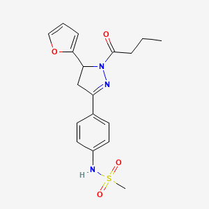 N-(4-(1-butyryl-5-(furan-2-yl)-4,5-dihydro-1H-pyrazol-3-yl)phenyl)methanesulfonamide