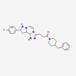 molecular formula C28H27FN6O B2929079 1-(4-Benzylpiperidin-1-yl)-3-[11-(4-fluorophenyl)-3,4,6,9,10-pentaazatricyclo[7.3.0.0^{2,6}]dodeca-1(12),2,4,7,10-pentaen-5-yl]propan-1-one CAS No. 1206986-94-8