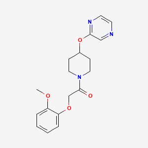 molecular formula C18H21N3O4 B2929087 2-(2-Methoxyphenoxy)-1-(4-(pyrazin-2-yloxy)piperidin-1-yl)ethanone CAS No. 1421529-63-6