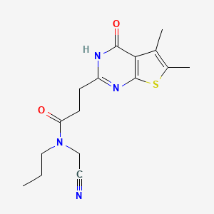 molecular formula C16H20N4O2S B2929091 N-(cyanomethyl)-3-{5,6-dimethyl-4-oxo-1H,4H-thieno[2,3-d]pyrimidin-2-yl}-N-propylpropanamide CAS No. 1311668-76-4