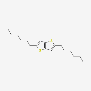 molecular formula C18H28S2 B2929098 2,5-Dihexylthieno[3,2-b] thiophene CAS No. 2322929-69-9