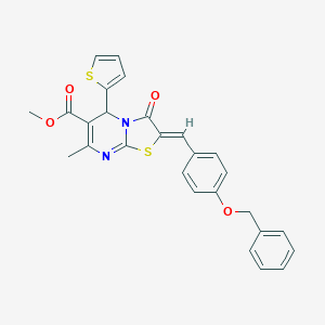 molecular formula C27H22N2O4S2 B292910 methyl 2-[4-(benzyloxy)benzylidene]-7-methyl-3-oxo-5-(2-thienyl)-2,3-dihydro-5H-[1,3]thiazolo[3,2-a]pyrimidine-6-carboxylate 