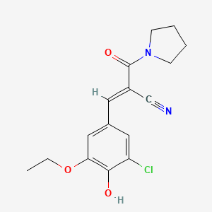 (E)-3-(3-chloro-5-ethoxy-4-hydroxyphenyl)-2-(pyrrolidine-1-carbonyl)prop-2-enenitrile