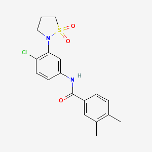 molecular formula C18H19ClN2O3S B2929104 N-(4-氯-3-(1,1-二氧化异噻唑烷-2-基)苯基)-3,4-二甲基苯甲酰胺 CAS No. 946261-86-5