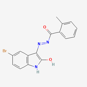 (Z)-N'-(5-bromo-2-oxoindolin-3-ylidene)-2-methylbenzohydrazide