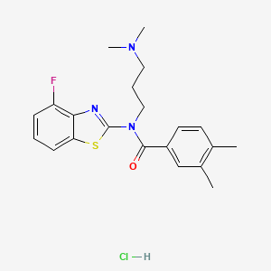 molecular formula C21H25ClFN3OS B2929108 N-(3-(dimethylamino)propyl)-N-(4-fluorobenzo[d]thiazol-2-yl)-3,4-dimethylbenzamide hydrochloride CAS No. 1216679-03-6