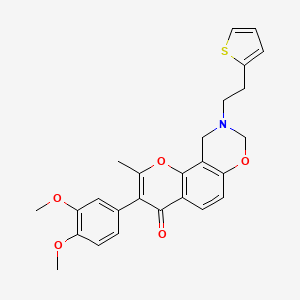 3-(3,4-dimethoxyphenyl)-2-methyl-9-(2-(thiophen-2-yl)ethyl)-9,10-dihydrochromeno[8,7-e][1,3]oxazin-4(8H)-one