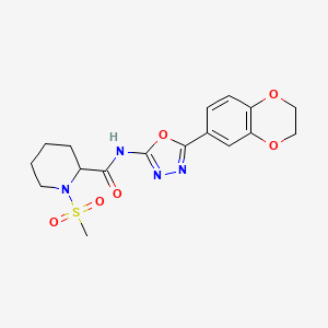 N-(5-(2,3-dihydrobenzo[b][1,4]dioxin-6-yl)-1,3,4-oxadiazol-2-yl)-1-(methylsulfonyl)piperidine-2-carboxamide