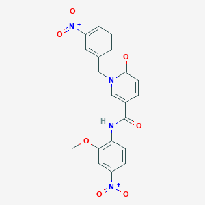 molecular formula C20H16N4O7 B2929115 N-(2-methoxy-4-nitrophenyl)-1-(3-nitrobenzyl)-6-oxo-1,6-dihydropyridine-3-carboxamide CAS No. 941931-28-8