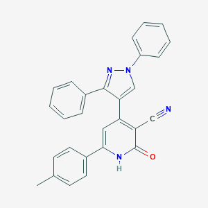 4-(1,3-diphenyl-1H-pyrazol-4-yl)-6-(4-methylphenyl)-2-oxo-1,2-dihydro-3-pyridinecarbonitrile