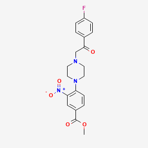 molecular formula C20H20FN3O5 B2929123 Methyl 4-{4-[2-(4-fluorophenyl)-2-oxoethyl]piperazino}-3-nitrobenzenecarboxylate CAS No. 341967-71-3