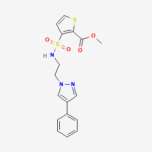 molecular formula C17H17N3O4S2 B2929135 methyl 3-(N-(2-(4-phenyl-1H-pyrazol-1-yl)ethyl)sulfamoyl)thiophene-2-carboxylate CAS No. 2034505-28-5