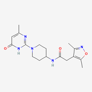 molecular formula C17H23N5O3 B2929140 2-(3,5-dimethylisoxazol-4-yl)-N-(1-(4-methyl-6-oxo-1,6-dihydropyrimidin-2-yl)piperidin-4-yl)acetamide CAS No. 1903154-64-2